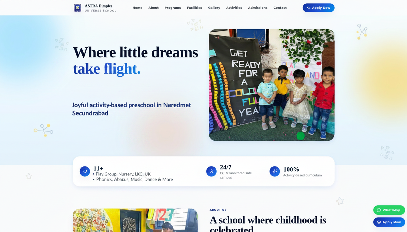 Astra Dimple Universe School website thumbnail