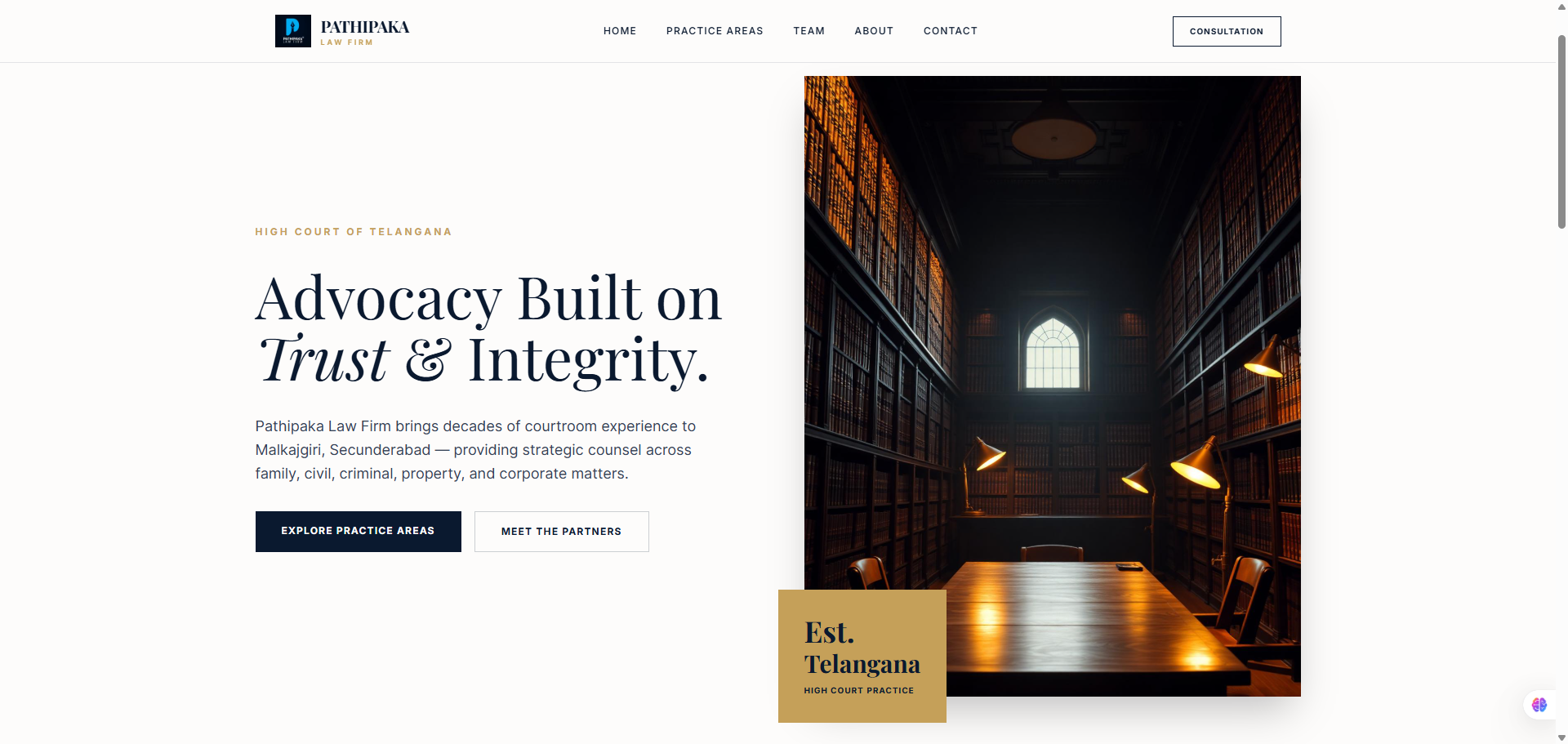 Pathipaka Law Firm website thumbnail