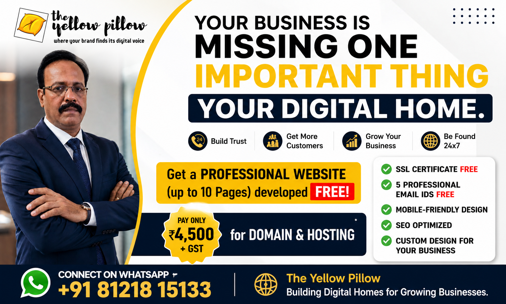 Professional website offer - up to 10 pages free, pay only ₹4,500 + GST for domain and hosting